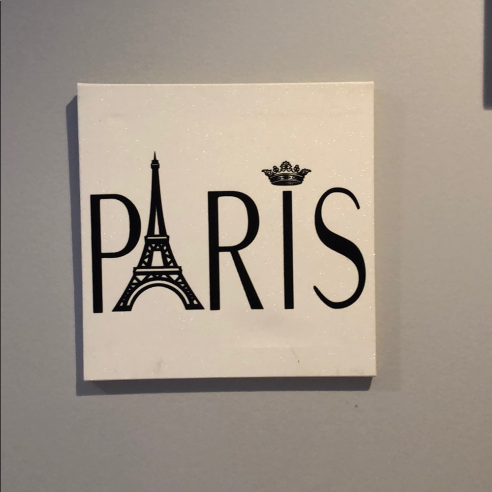 Paris white glitter wall art